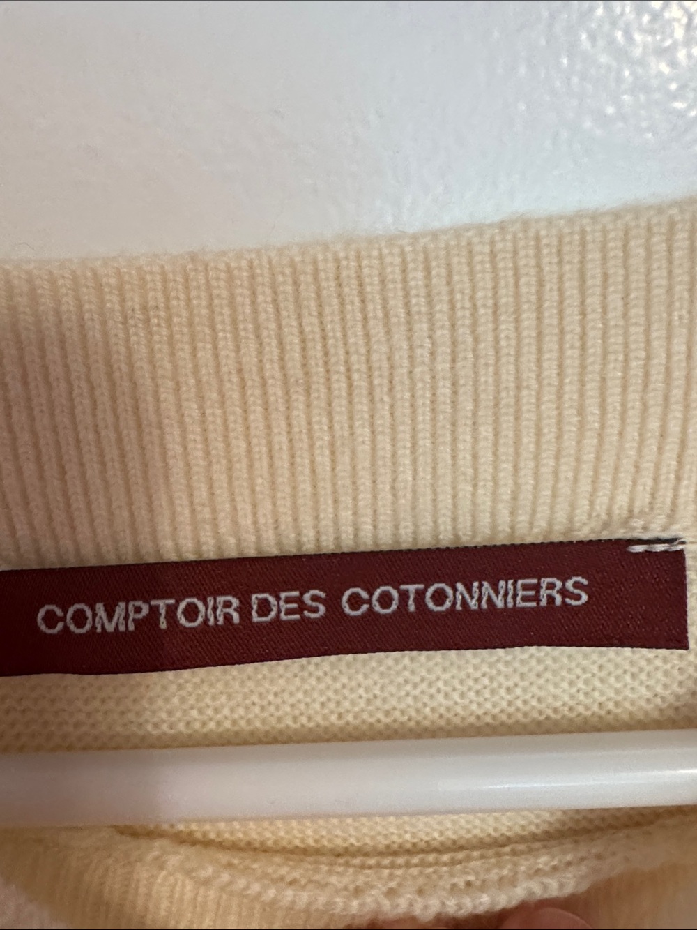 Comptoir Des Cotonniers Cream and Brown Striped Crewneck Sweater - Picture 2 of 5